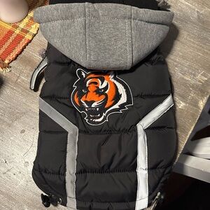 NFL Bengals Black and Gray Dog Hoodie with Tiger Design